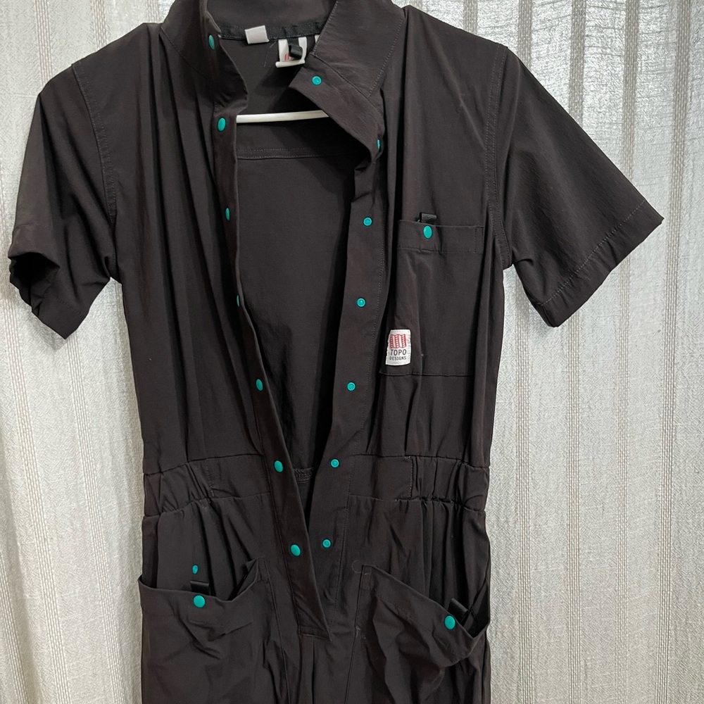 Topo Deisigns Jumpsuit with Teal Accents
